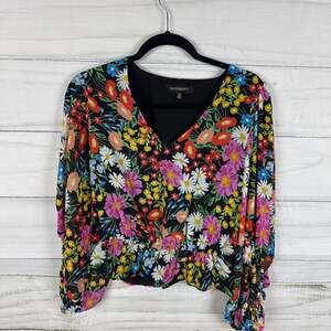 Sugarlips Night Bloom Off-Shoulder Floral Balloon Sleeve Blouse